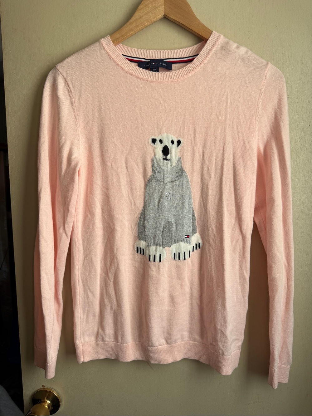 Tommy Hilfiger Light Pink Polar Bear Cotton Crewneck Sweater